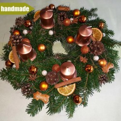 Advent Wreath of Nordmann Fir - round, copper