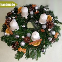 Advent Wreath of Nordmann Fir - round, white